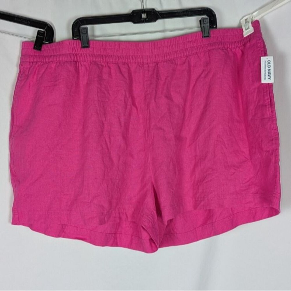Old Navy Shorts 3X NWT Pink Linen Blend Elastic Waist Pull On Barbiecore Plus - Picture 1 of 8